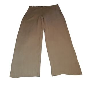 Eileen Fisher Size M (35x30) 100% Silk Crepe Dress Pants Hemmed Taupe/Beige